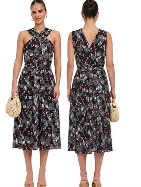 RACHEL ROY Print A Line Halter Dress - Size 14